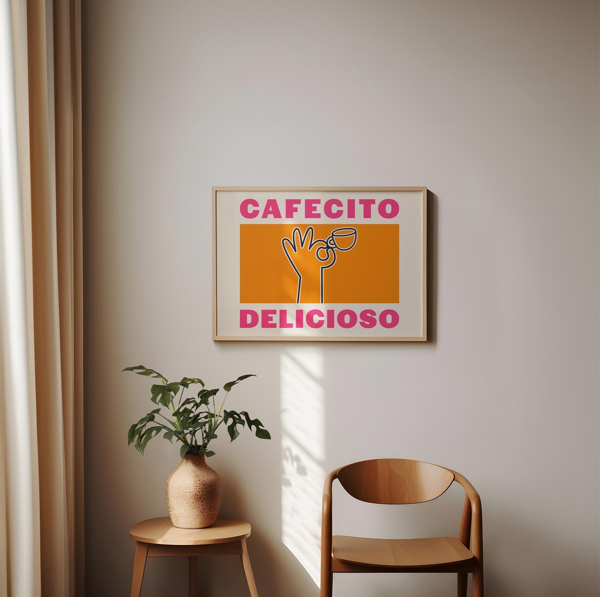 Coffee Art Poster, Trendy Kitchen Wall Art, Caffe Print, Spanish ...