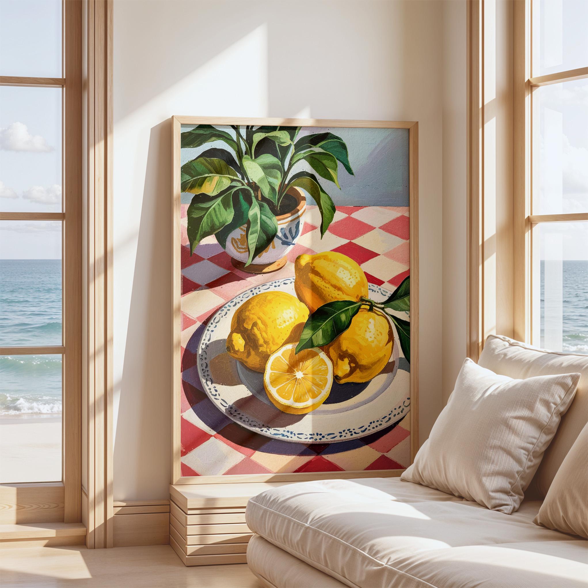 Lemons Wall Art Print, Citrus Fruit Poster, Colorful Kitchen or Dining ...
