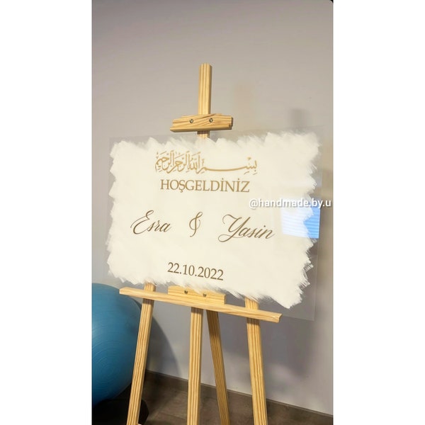 Empfangstafel [Esra&Yasin] Sticker Hochzeit Deko Geschenk Braut MrMrs Girlande Standesamt Dügün Nikah personalisiert