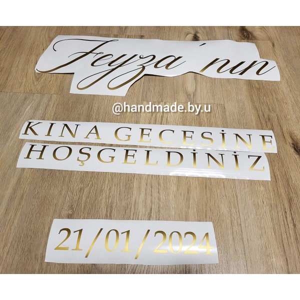 Sticker [Feyzanin Kina Gecesi] Empfangstafel personalisiert Girlande Standesamt Hochzeit Deko Geschenk Braut Mr&Mrs Wedding Dügün Nikah