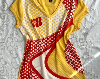 Vintage Baumwoll-Top aus den 2000er Jahren, LOGG H&M Fußballspieler-Sportshirt, Disco-Stil, Y2K | Größe L