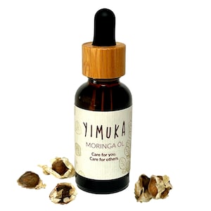 YIMUKA 100% Pure Moringa Oil 30ml - Vegan Skin Care Oil - Unrefined & Sustainable - Perfect Moisturizer - Organic, Fair, Social