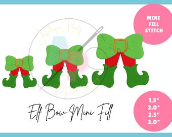 MINI Christmas Elf Bow Fill Stitch Embroidery Design  | Machine Embroidery Design | Mini Fill Stitch Embroidery | Instant Download