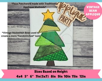 Patchwork Christmas Tree Vintage Bean Applique Christmas Design