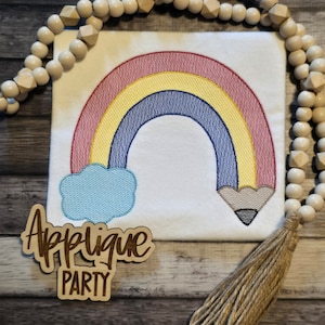 Sketch Rainbow Pencil Back to School Design | Machine Applique Embroidery Design | Quick Sketch Stitch | Instant Download