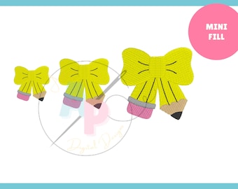MINI Pencil Bow Fill Stitch Embroidery Design  | Machine Embroidery Design | Mini Fill Stitch Embroidery | Instant Download