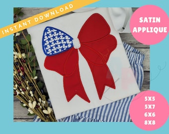 Patriotische Fancy Schleife mit Fill Stitch Sternen | Maschine Applikation Embroidery Design | Satinstich | Sofort Download