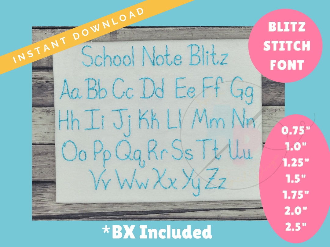 Blitz Lettering School Note Embroidery BLITZ Stitch Font | Fast Vintage Stitch ...