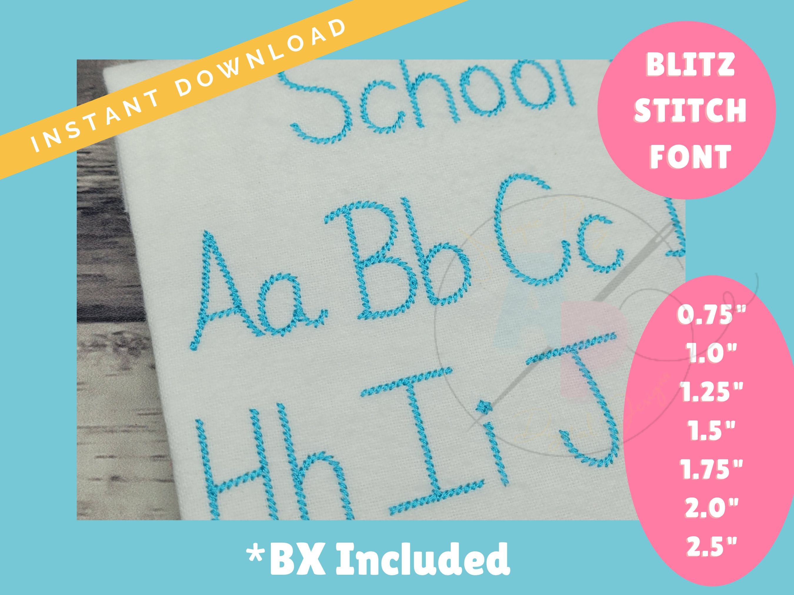 Blitz Lettering School Note Embroidery BLITZ Stitch Font | Fast Vintage Stitch ...