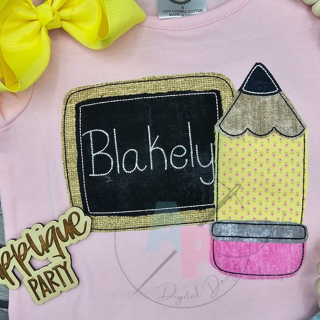 Bean Quick Stitch Pencil Bow Back to School Design | Machine Applique ...