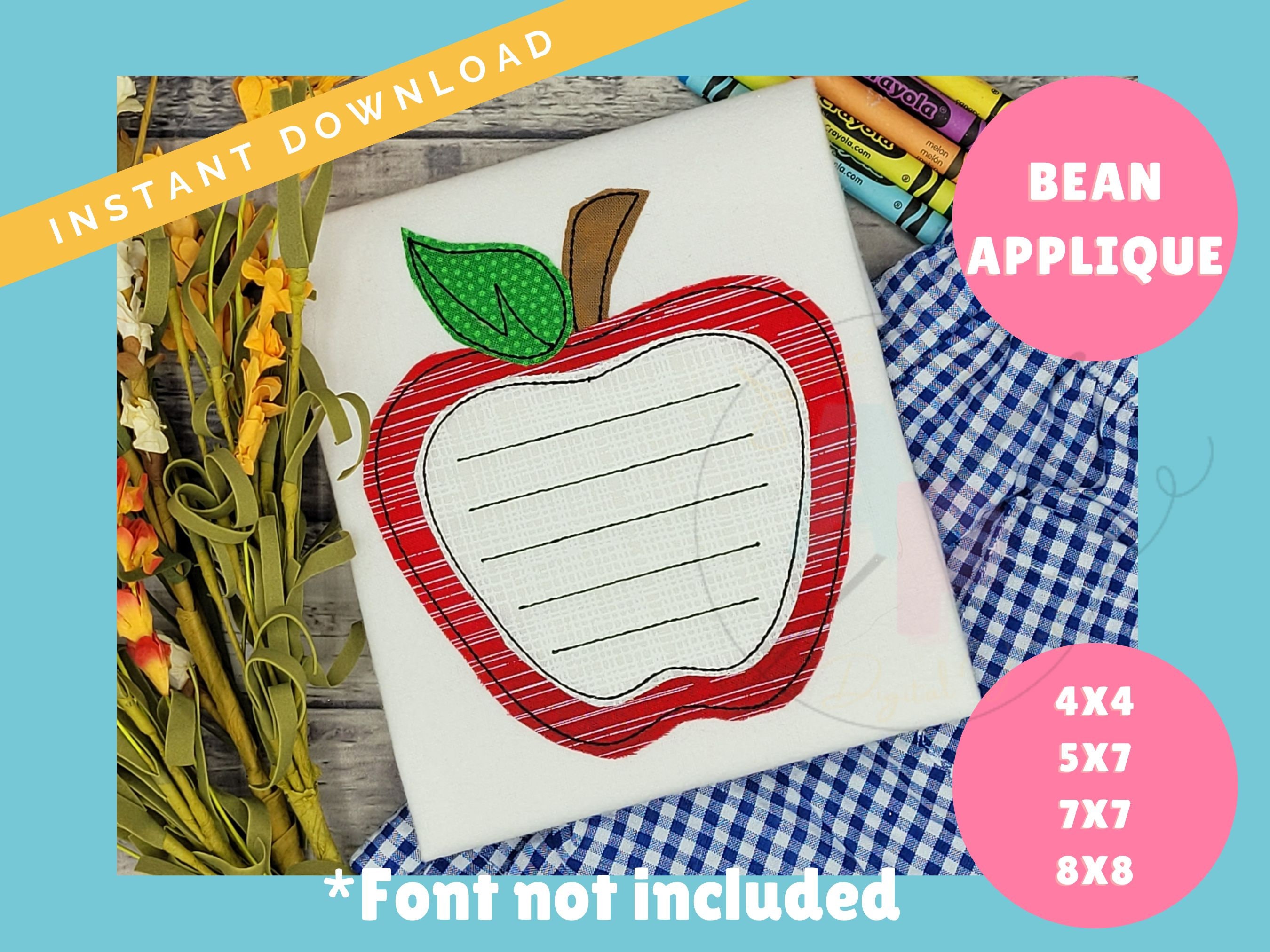 Quick Stitch Apple With Notebook Lines Back to School Design | Machine ...