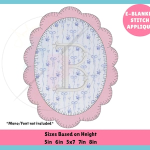 Scallop Oval Applique Frame EStitch Blanket Style Design | Instant Download