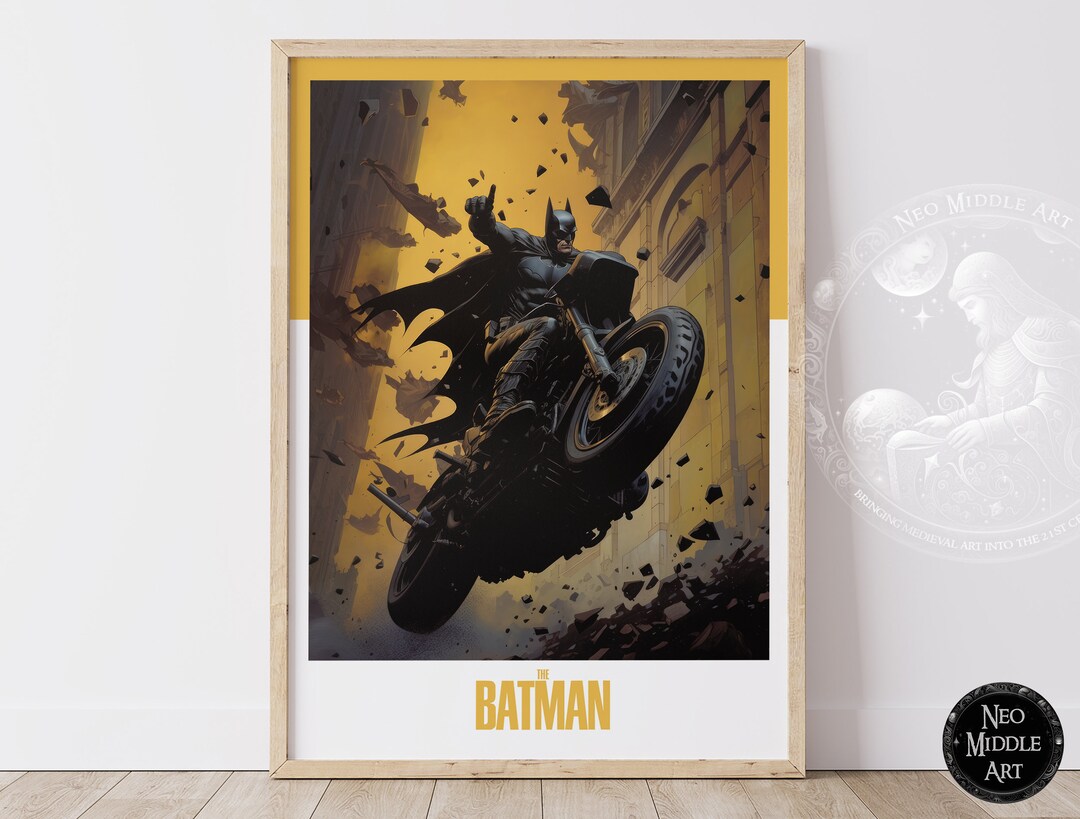 The Dark Knight Batman Drawing Poster Batcycle Movie Lovers - Etsy