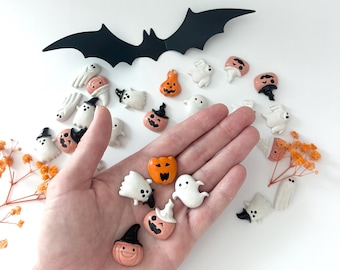 Handmade Halloween Ceramic Fridge Magnets: Ghost, Pumpkin, Witch