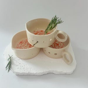 Orange Decorative Herb Stripper | Herb Bowl | Ceramic Herb Stripper | Pottery Herb Stripper | Homemade Ceramic Kitchen Tool