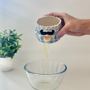 Handmade Ceramic Egg Separator, Funny Face Kitchen Tool, Quirky Pottery Baking Gift, Cute Whimsical Gadget