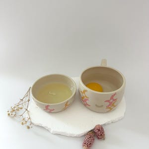 Handmade Pottery Egg Separator: Floral Ceramic Kitchen Gadget