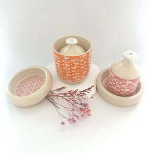 Retro Ceramic Waterbell & Container Set | Self-Watering Plant Tool | Mid-Century Modern Design | Unique Planter Accessory image 3