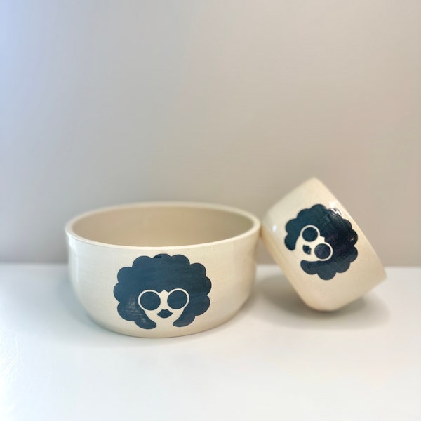 Handmade Ceramic Bowl Set Groovy Chic Woman Design, 1970s Vibes, Empowering Reminder| Handmade Gifts | Condiment Dishes | Serveware Gifts