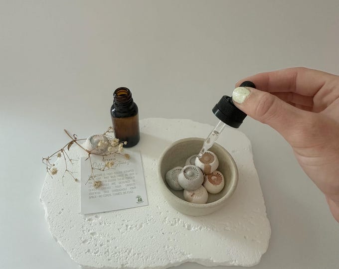 Ceramic Diffuser Stones Set: Handmade Essential Oil Aromatherapy - Boho Decor
