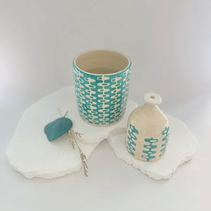 Retro Ceramic Waterbell & Container Set | Self-Watering Plant Tool | Mid-Century Modern Design | Unique Planter Accessory image 8