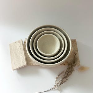 Handmade Ceramic Nesting Bowls Set | Stoneware Mixing & Serving Bowls | Modern Minimalist Kitchen Decor | Housewarming Gift Set