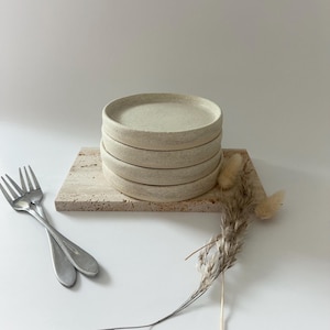 Handmade Ceramic Appetizer Plates – Small Stoneware Snack & Dessert Dishes – Minimalist Pottery Side Plates – Rustic Modern Kitchen Decor