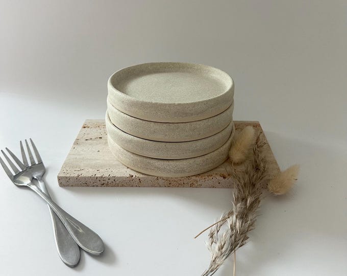 Individual Handmade Ceramic Appetizer Plate: Rustic Stoneware Snack Dish