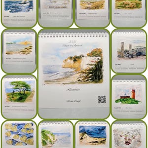 Annual calendar for 2026, watercolors from the island of Rügen, handmade