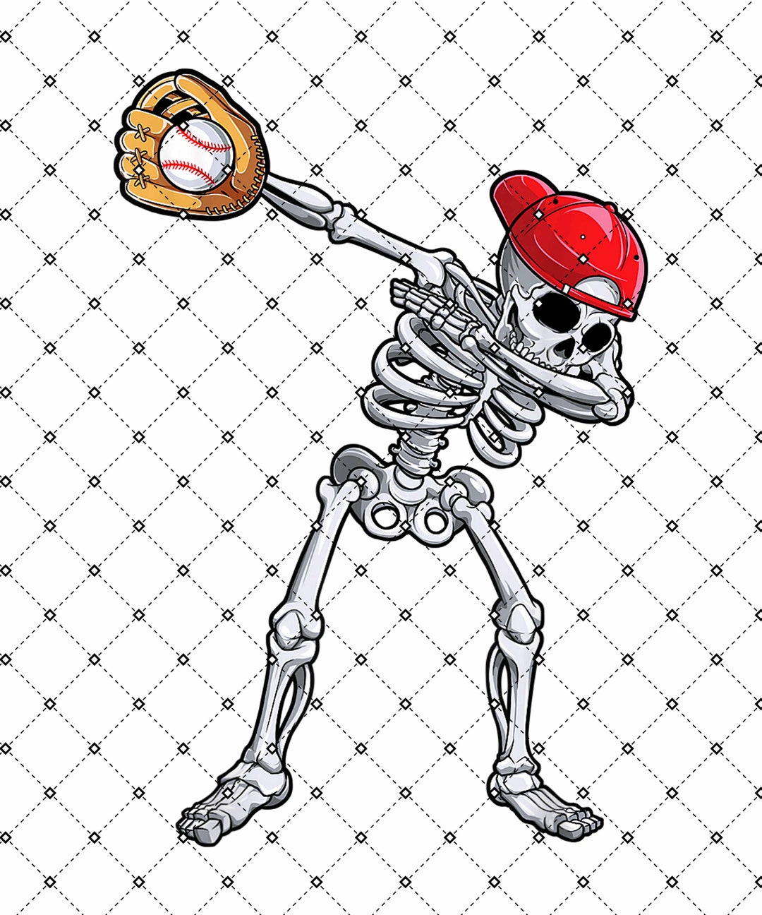 Dabbing Skeleton Baseball Halloween Player Catcher Pitcher Etsy