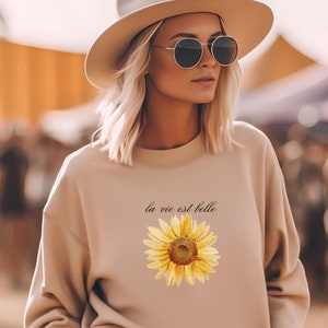 Sunflower Sweatshirt. Women&#39;s yellow sunflower sweatshirt. Sunflower Sweatshirt women.