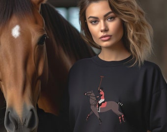 Pferd Sweatshirt. Polo Sweatshirt Reitbekleidung Frauen, Reitpullover Reitbekleidung Mädchen, Reit Sweatshirts Frauen Reitbekleidung Mädchen