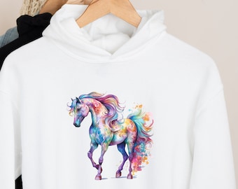 Sweat à capuche cheval pour fille. Sweat-shirt à capuche pour filles, sweat-shirts pour chevaux, vêtements d'équitation pour filles, sweat à capuche d'hiver, sweat à capuche coloré pour chevaux