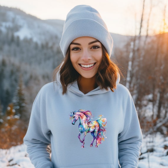 Felpa con cappuccio da cavallo per ragazze, felpa con cappuccio