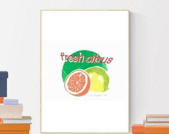 Citrus fruit wall decoration, summer party gift, handmade kitchen picture