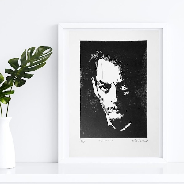 Paul Auster - Linoldruck  Wanddeko - Fanart Literatur