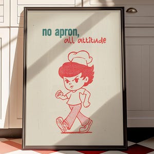 Retro Küche Wand Kunst Lustiges Koch Poster Freches Kochen Dekor Niedliche Vintage Stil Illustration