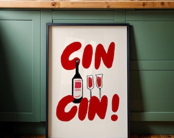 Cin Cin Print, Italian Cheers Poster, Retro Wine Wall Art, Aperitivo Time Decor, La Dolce Vita Aesthetic, Bar Cart Sign, Trendy Kitchen