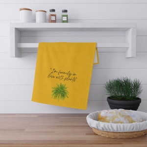 kitchen towel,tea towel,hand towel,gift for gardner,im fernly in love,cute saying,housewarming gift,plants,garden,flower,hand towel for bath