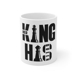her king,his queen mug, chess mug,anniversary gift for him and her,valentines day gift,birthday gift, coffee mug,his queen mug,her king mug