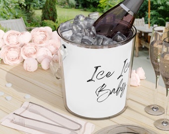 Ice Bucket with Tongs,ice ice baby,housewarming,bridal shower gift,cold drinks,sweet summer time,holidays