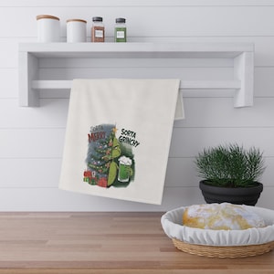 Tea Towel(cotton)grinch towel,grinch,grinch handtowel,funny handtowel,kitchen towel,holiday towel christmsa handtowel,christmas tea towel