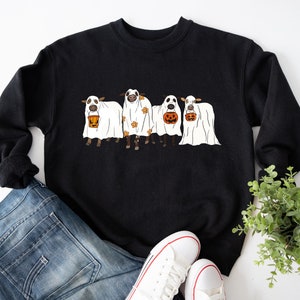 Halloween Sweatshirt, Ghost Cows Sweatshirt, Halloween Crewneck, Ghost Shirt, Cow Lover Gift, Funny Halloween Cow Sweatshirt, Halloween Tee