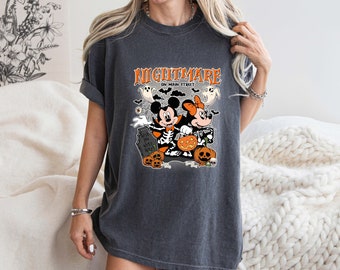 Comfort Colors Vintage Nightmare On The Main Street Shirt, Vintage Disney Halloween Shirt, Mickey Minnie Halloween Shirt, Halloween Shirt