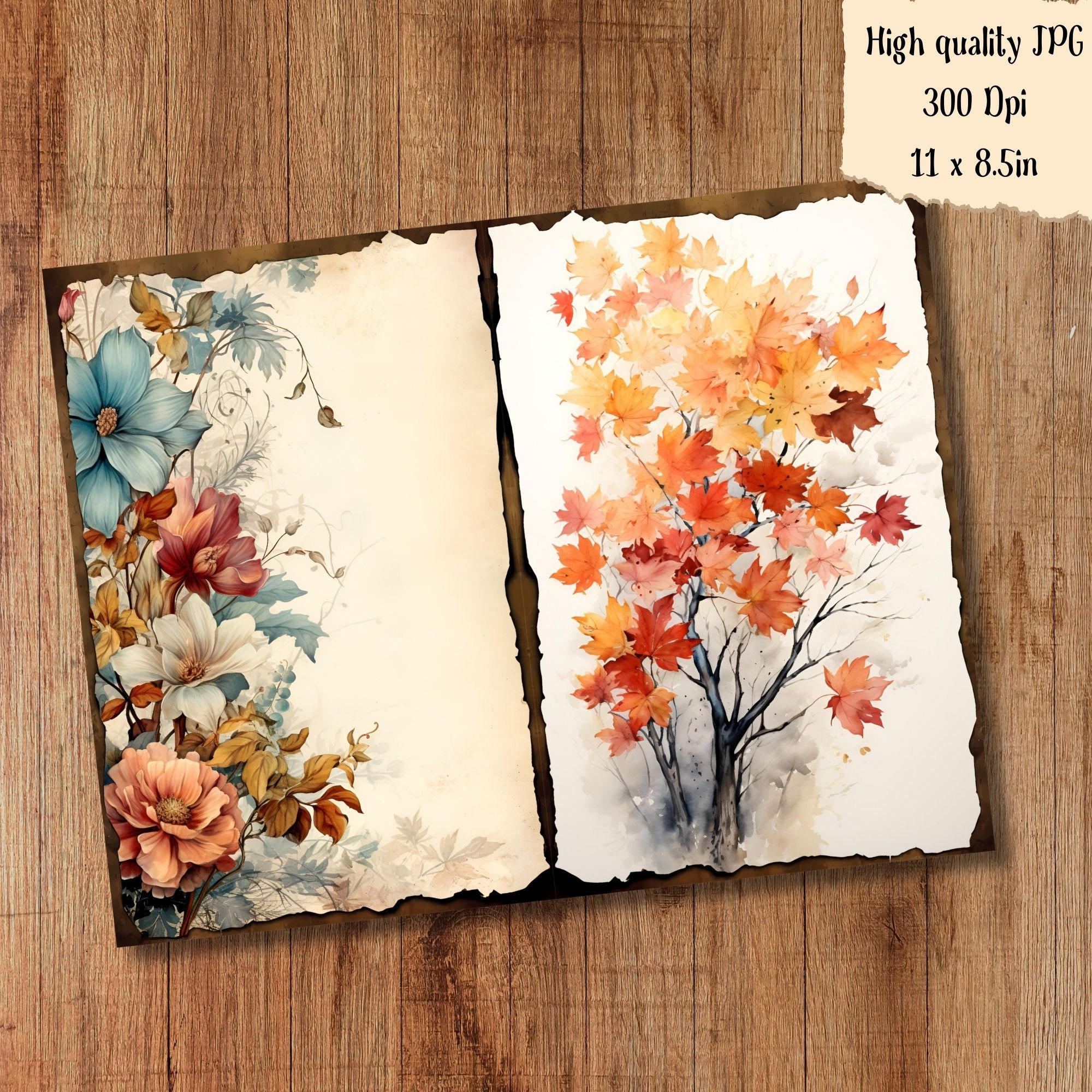 Autumn Fall Junk Journal Kit Digital Printable Junk Journal Country ...