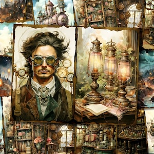 Steampunk Junk Journal Kit Victorian Junk Journal Steampunk Digi Kit Printable Steampunk Scrapbook Paper Craft Journaling Collage Sheet