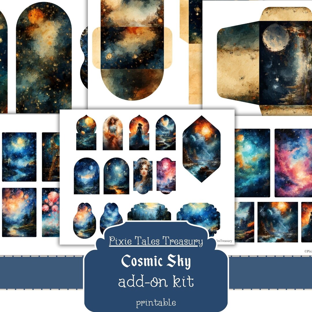 Cosmic Sky Celestial ADDON Junk Journal Kit Textured Mixed Media ...