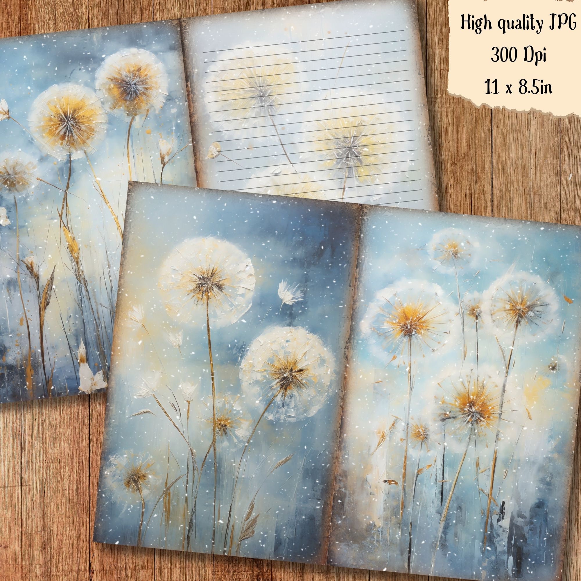 Dandelion Junk Journal Paper Flower Junkjournal Kit Printable Pages ...