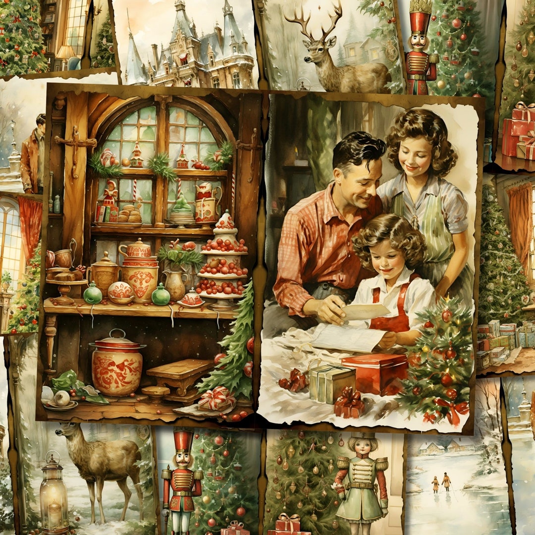 Christmas Junk Journal Kit Printable Vintage Winter Pages Card ...