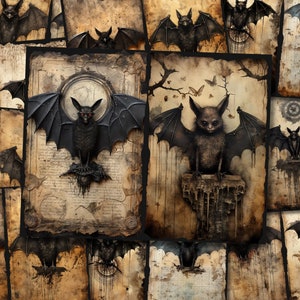 Mystic Goth Junk Journal Pages Dark Witch Familiar Black Bat Junkjournal Kit Halloween Digi Kit Goth Digital Paper Collage Sheet Printable
